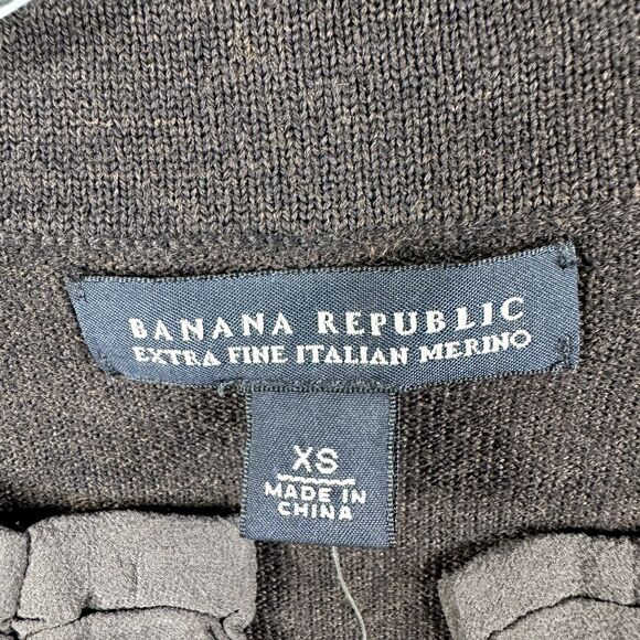 Banana Republic Cardigan Women's Extra Small Brown Extra Fine Merino Wool - Picture 3 of 10